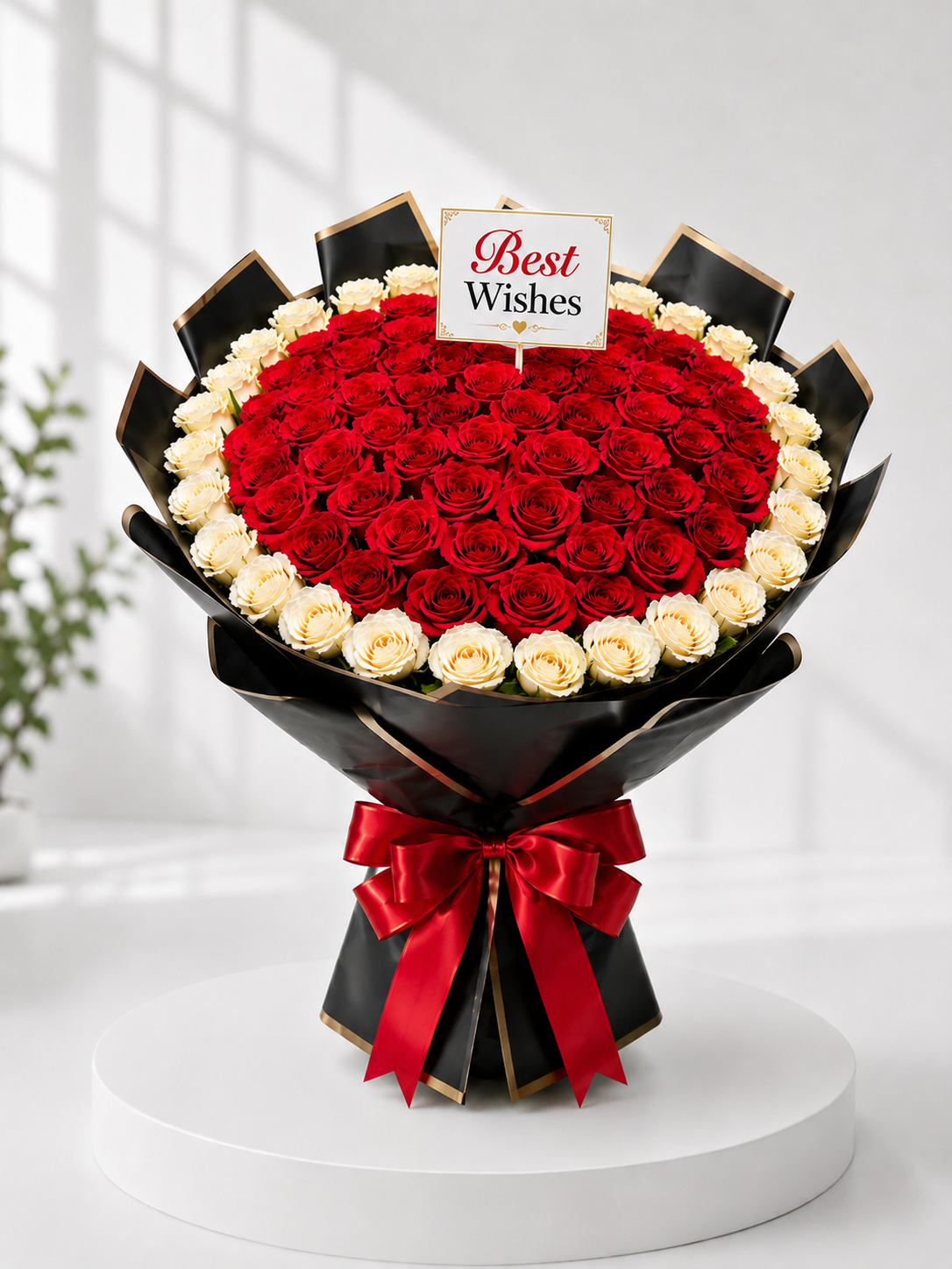 Premium Red & White Roses Bouquet